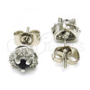Rhodium Plated Stud Earring, with Black and White Cubic Zirconia, Polished, Rhodium Finish, 02.349.0002