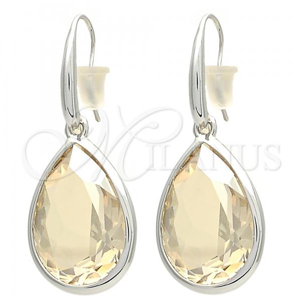 Rhodium Plated Dangle Earring, Teardrop Design, with Light Silk Swarovski Crystals, Polished, Rhodium Finish, 02.239.0016.1
