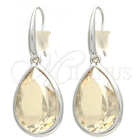 Rhodium Plated Dangle Earring, Teardrop Design, with Light Silk Swarovski Crystals, Polished, Rhodium Finish, 02.239.0016.1