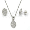 Sterling Silver Earring and Pendant Adult Set, with White Micro Pave, Polished, Rhodium Finish, 10.174.0230