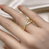 Oro Laminado Multi Stone Ring, Gold Filled Style with White Micro Pave, Polished, Golden Finish, 01.168.0001
