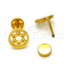 Stainless Steel Stud Earring, Star of David Design, Polished, Golden Finish, 02.271.0018
