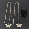 Oro Laminado Threader Earring, Gold Filled Style Butterfly Design, Golden Finish, 5.114.009