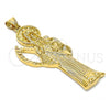 Oro Laminado Religious Pendant, Gold Filled Style Santa Muerte Design, Polished, Golden Finish, 05.185.0010.2
