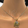 Oro Laminado Pendant Necklace, Gold Filled Style Elephant Design, with White Crystal, Polished, Golden Finish, 04.118.0116.18