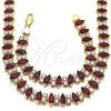 Oro Laminado Necklace and Bracelet, Gold Filled Style with Garnet and White Cubic Zirconia, Polished, Golden Finish, 06.284.0012.3