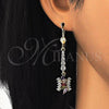 Oro Laminado Long Earring, Gold Filled Style with Multicolor Cubic Zirconia, Polished, Golden Finish, 02.210.0201
