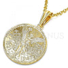 Oro Laminado Religious Pendant, Gold Filled Style Centenario Coin Design, Polished, Golden Finish, 05.351.0015