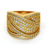 Oro Laminado Multi Stone Ring, Gold Filled Style with White Micro Pave, Golden Finish, 01.266.0004.08 (Size 8)