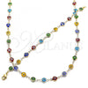 Oro Laminado Necklace and Bracelet, Gold Filled Style Evil Eye Design, Enamel Finish, Golden Finish, 06.63.0008.1