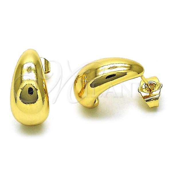 Oro Laminado Stud Earring, Gold Filled Style Chunky Design, Polished, Golden Finish, 02.195.0247