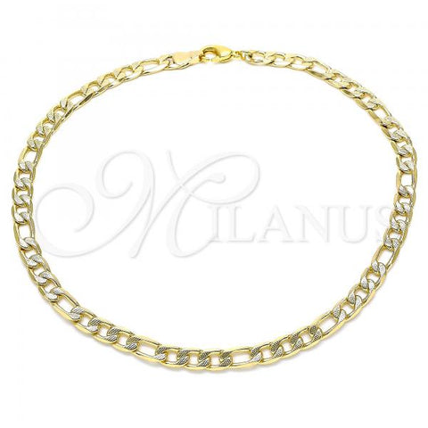 Oro Laminado Basic Anklet, Gold Filled Style Figaro Design, Polished, Golden Finish, 04.213.0140.12