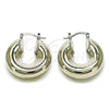 Rhodium Plated Medium Hoop, Hollow Design, Polished, Rhodium Finish, 02.163.0159.1.30