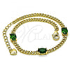 Oro Laminado Fancy Bracelet, Gold Filled Style with Green Cubic Zirconia, Polished, Golden Finish, 03.213.0166.07