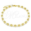 Oro Laminado Fancy Anklet, Gold Filled Style Ball Design, with Ivory Pearl, Polished, Golden Finish, 03.63.2228.10