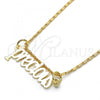 Oro Laminado Pendant Necklace, Gold Filled Style Nameplate Design, Polished, Golden Finish, 04.106.0024.20