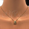 Gold Tone Pendant Necklace, with White Cubic Zirconia and White Micro Pave, Polished, Golden Finish, 04.213.0022.16.GT