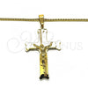 Stainless Steel Pendant Necklace, Crucifix Design, Polished, Golden Finish, 04.116.0052.2.30