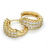 Oro Laminado Huggie Hoop, Gold Filled Style with White Cubic Zirconia, Polished, Golden Finish, 02.316.0024.15