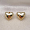 Oro Laminado Stud Earring, Gold Filled Style Heart Design, Polished, Golden Finish, 02.213.0626