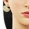 Oro Laminado Stud Earring, Gold Filled Style Shell Design, Polished, Golden Finish, 02.195.0327