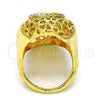 Oro Laminado Multi Stone Ring, Gold Filled Style Flower Design, with White Crystal, Polished, Golden Finish, 01.241.0007.10 (Size 10)