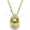 Oro Laminado Fancy Necklace, Gold Filled Style Teardrop and Guadalupe Design, Polished, Golden Finish, 04.253.0023.18