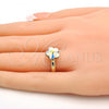 Oro Laminado Multi Stone Ring, Gold Filled Style Flower Design, with Aurore Boreale Swarovski Crystals, Polished, Golden Finish, 01.239.0010.7 (One size fits all)