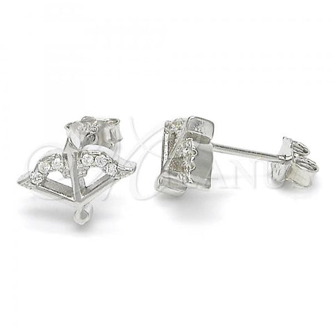 Sterling Silver Stud Earring, with White Cubic Zirconia, Polished, Rhodium Finish, 02.336.0012