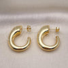 Oro Laminado Stud Earring, Gold Filled Style Hollow Design, Polished, Golden Finish, 02.163.0291