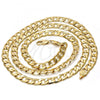 Oro Laminado Basic Necklace, Gold Filled Style Curb Design, Polished, Golden Finish, 5.222.003.22
