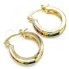 Oro Laminado Small Hoop, Gold Filled Style with Multicolor Cubic Zirconia, Polished, Golden Finish, 02.210.0294.4.20