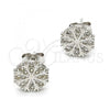 Sterling Silver Stud Earring, with White Micro Pave, Polished, Rhodium Finish, 02.285.0015