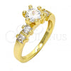 Oro Laminado Multi Stone Ring, Gold Filled Style with White Cubic Zirconia, Polished, Golden Finish, 01.99.0050.09 (Size 9)