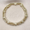 Oro Laminado Solid Bracelet, Gold Filled Style Greek Key Design, Polished, Golden Finish, 03.213.0390.07