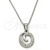 Stainless Steel Pendant Necklace, Initials and Rolo Design, with White Crystal, Polished, Steel Finish, 04.238.0024.18