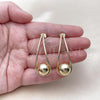 Oro Laminado Stud Earring, Gold Filled Style Teardrop and Ball Design, Polished, Golden Finish, 02.428.0027