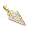 Oro Laminado Fancy Pendant, Gold Filled Style Diamond Cutting Finish, Tricolor, 5.182.041