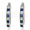 Rhodium Plated Small Hoop, with Sapphire Blue and White Cubic Zirconia, Polished, Rhodium Finish, 02.210.0267.7.25