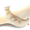 Oro Laminado Charm Anklet , Gold Filled Style Elephant and Paperclip Design, with White Crystal, Polished, Golden Finish, 03.372.0008.10