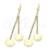 Oro Laminado Long Earring, Gold Filled Style with  Cubic Zirconia, Golden Finish, 5.075.009