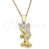 Oro Laminado Fancy Pendant, Gold Filled Style Eagle Design, Diamond Cutting Finish, Tricolor, 5.180.005