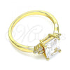 Oro Laminado Multi Stone Ring, Gold Filled Style with White Cubic Zirconia, Polished, Golden Finish, 01.210.0119.5.08