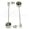 Rhodium Plated Long Earring, with Black Diamond Swarovski Crystals and White Cubic Zirconia, Polished, Rhodium Finish, 02.239.0024.2