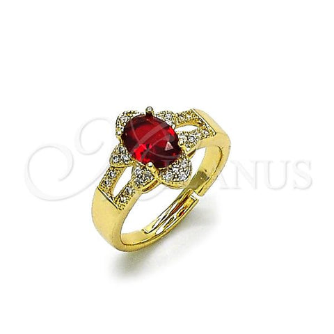 Oro Laminado Multi Stone Ring, Gold Filled Style Cluster Design, with Garnet Cubic Zirconia and White Micro Pave, Polished, Golden Finish, 01.284.0106.2