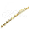 Oro Laminado ID Bracelet, Gold Filled Style Heart Design, Polished, Golden Finish, 03.63.1943.08