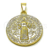 Oro Laminado Religious Pendant, Gold Filled Style San Benito Design, Polished, Golden Finish, 05.213.0161