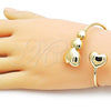 Oro Laminado Individual Bangle, Gold Filled Style Heart Design, Polished, Golden Finish, 07.282.0009