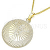 Oro Laminado Pendant Necklace, Gold Filled Style Crucifix Design, Polished, Golden Finish, 04.106.0064.1.20