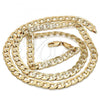 Oro Laminado Basic Necklace, Gold Filled Style Pave Cuban Design, Diamond Cutting Finish, Golden Finish, 5.223.003.24